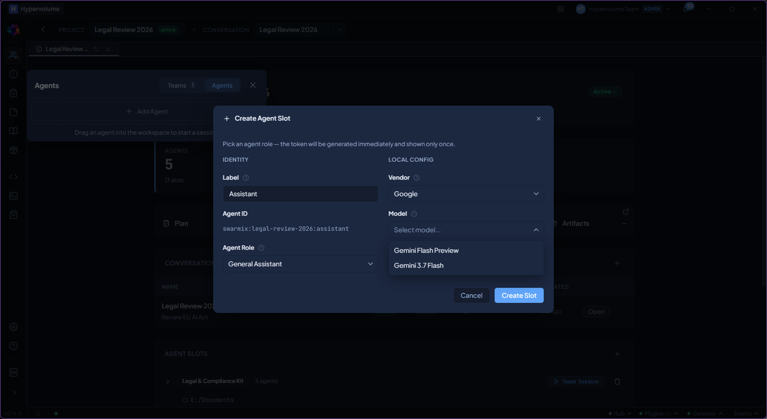 Google models available through company configuration