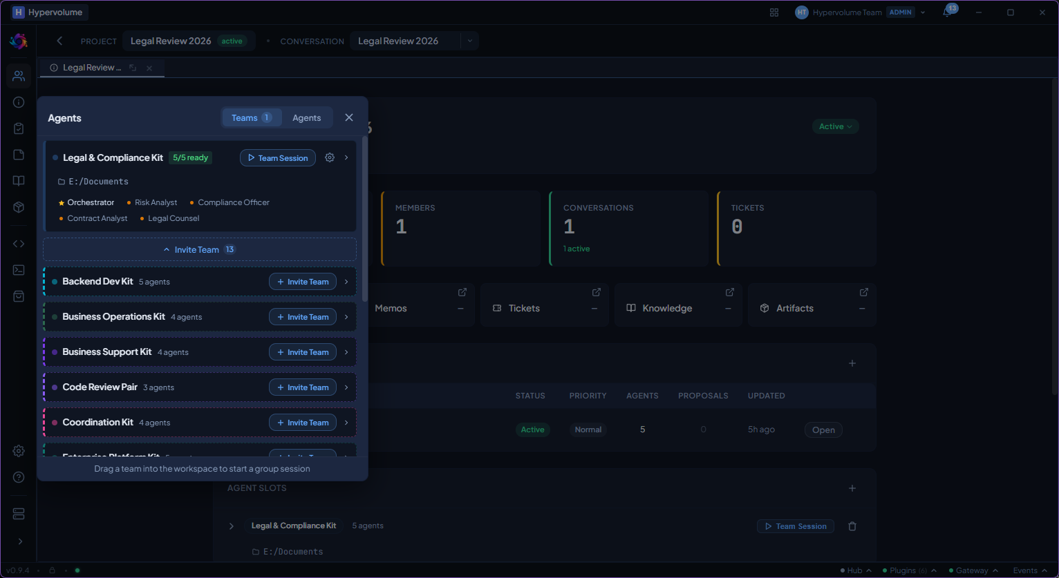 Add a new team from company-prepared presets