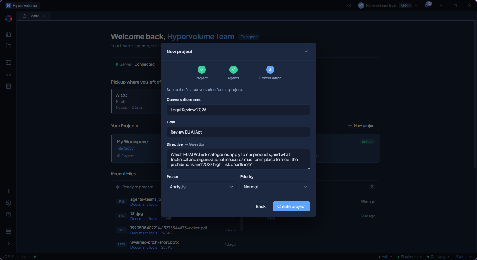 Set up the first conversation with goal and directive